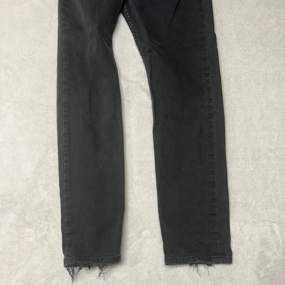 Levis 510‎ Skinny Fit Jeans Washed Black Raw Hem Denim 34x30 Mens Womens